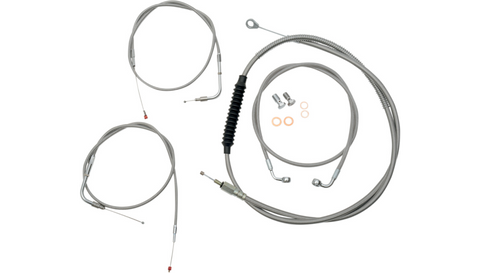 LA Choppers Stainless Handlebar Cable/Brake Line Kit for 18-20 inch Ape Hanger Handlebars FXSTD / FLSTN / FLSTF / FLSTC - Stainless Steel - LA-8100KT-19