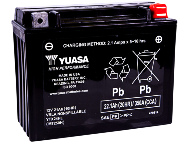 Yuasa Factory Activated 12 Volt AGM Battery - YUAM7250H - YTX24HL