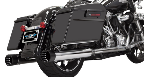 Bassani DNT Straight Can Slip-On Mufflers for 1995-16 Harley FL Touring models - Chrome/Black - 1F7DNT5