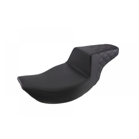 Saddlemen Step-Up 2-Up Seat for 1997-07 Harley Road King models - Black/Rear Lattice Stitched - 897-06-173