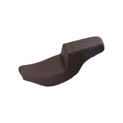 Saddlemen Step-Up 2-Up Seat for 2014-19 Indian Chief/Chieftan/Roadmaster models - Dark Brown/Rear Lattice Stitch - I14-07-173BR