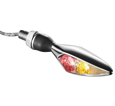 Kuryakyn Micro Rhombus Marker Light - Rear Left - Chrome-Clear Lense-Red/Red/Amber - 2543