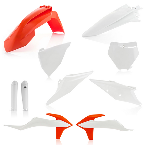 Acerbis Full Replacement Plastics Kit for 2019-22 KTM SX / SX-F / XC / XC-F models - Orange/White - 2726497118