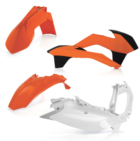 Acerbis Standard Replacment Plastics Kit for 2014-16 KTM EXC / EXC-F models - Black/White/Orange - 2374134584