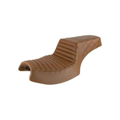 Saddlemen Step-Up 2-Up Seat for 2020-21 Indian Challenger models - Brown/Tuck and Roll with Rear Lattice Stich - I20-06-176BR