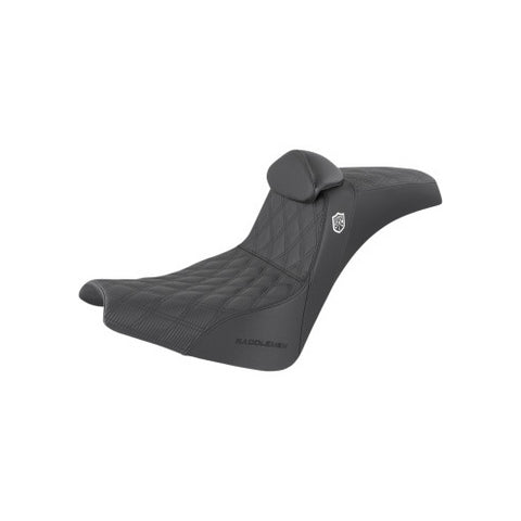 Saddlemen SDC Performance Grippper 2-Up Seat with Lumbar Support for 2018-22 Harley Softail Street Bob/Standard - Black/Lattice Stitched - SC81830DBRT