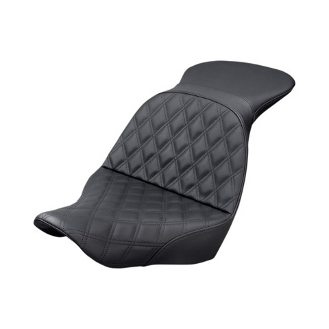 Saddlemen Explorer 2-Up Seat for 2018-22 Harley Softail Low Rider/Sport Glide - Black/Lattice Stitched - 818-29-029LS