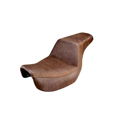 Saddlemen Step-Up 2-Up Seat for 2006-17 Harley Dyna models - Brown/Rear Lattice Stitched - 806-04-173BR