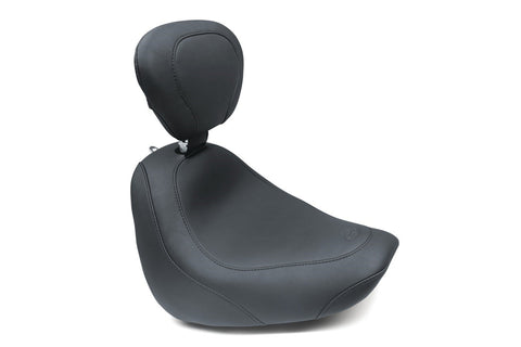 Mustang Wide Tripper Solo Seat with Backrest for 2018-21 Harley Softail Fat Bob - Black - 79336
