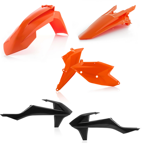 Acerbis Standard Replacment Plastics Kit for 2017-19 KTM EXC / EXC-F / XC-W models - Orange/Black - 2634065569
