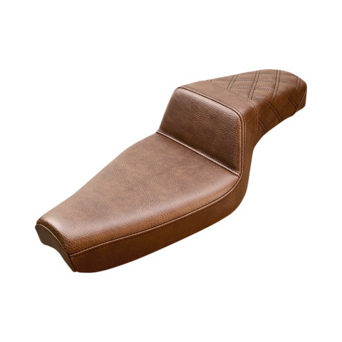 Saddlemen Step-Up 2-Up Seat for 2004-20 Harley Sportster models - Brown/Rear Lattice Stitched - 807-03-173BR