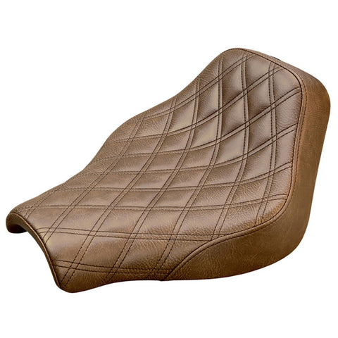 Saddlemen Renegade Solo Seat for 2018-22 Harley Softail Street Bob/Standard - Brown/Lattice Stitched - 818-30-002BLS