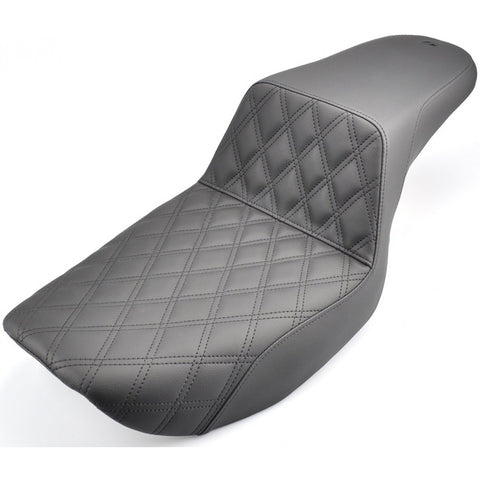 Saddlemen Step-Up 2-Up Seat for 1984-00 Harley FXR models - Black/Lattice Stitched - 882-09-172