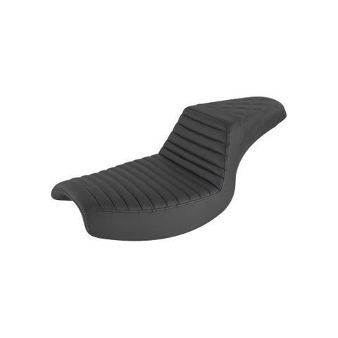 Saddlemen Step-Up 2-Up Seat for 1984-00 Harley FXR models - Black/Tuck and Roll with Rear Lattice Stich - 882-09-176