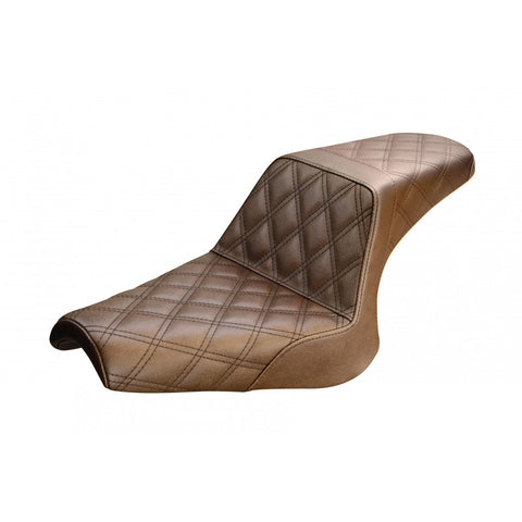 Saddlemen Step-Up 2-Up Seat for 2014-19 Yamaha XV950 Bolt - Brown/Lattice Stitched - Y13-16-175BR