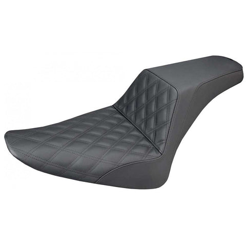 Saddlemen Step-Up 2-Up Seat for 2012-17 Harley Softail Slim - Black/Lattice Stitched - 812-26-172