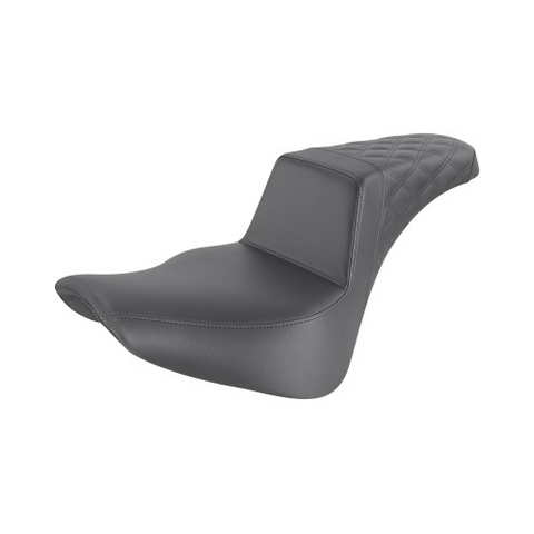 Saddlemen Step-Up 2-Up Seat for 2018-21 Harley Softail Heritage Classic/Deluxe - Black/Rear Lattice Stitched - 818-33-173