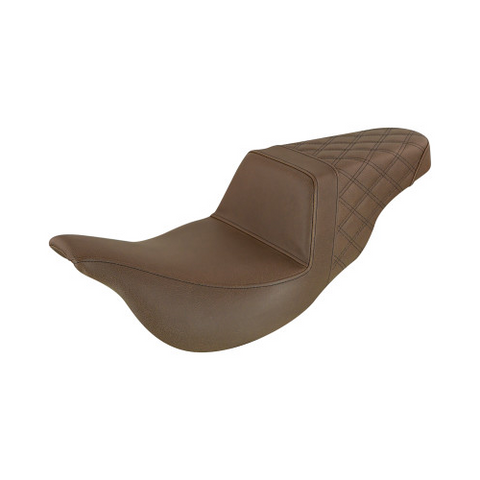 Saddlemen Step-Up Extended Reach 2-Up Seat for 2008-22 Harley FL Touring models - Dark Brown/Rear Lattice Stitched - 808-07B-173BREX