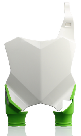 Acerbis Raptor Front Number Plates for 2016-21 Kawasaki KX - White/Green - 2527431050