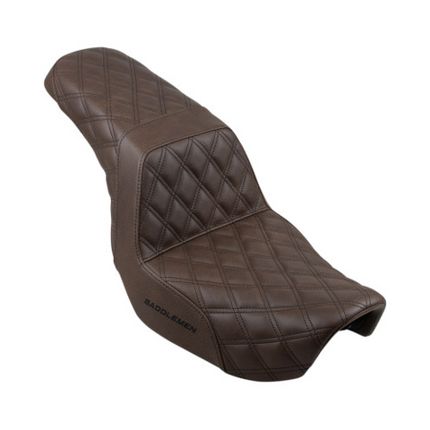 Saddlemen Step-Up 2-Up Seat for 2006-17 Harley Dyna models - Brown/Lattice Stitched - 806-04-175BR