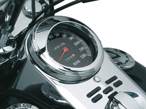 Kuryakyn 112 - Speedometer Trim Ring with Visors for Harley-Davidson - Chrome