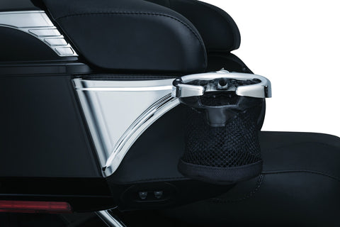 Kuryakyn Passenger Drink Holder with Basket for 2014-19 Harley Touring & Trike - Chrome - 1692
