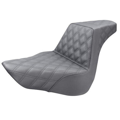 Saddlemen Step-Up 2-Up Seat for 2018-22 Harley Softail Fat Boy - Black/Lattice Stitched - 818-27-175