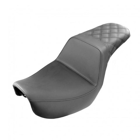 Saddlemen Step-Up 2-Up Seat for 2004-05 Harley Dyna Super Glide / Low Rider models - Black/Rear Lattice Stitched - 804-04-173