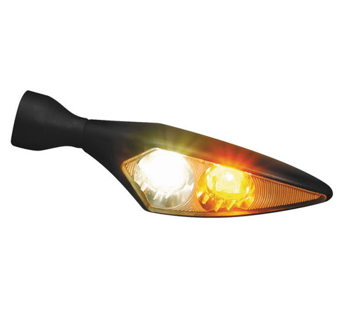 Kuryakyn Micro Rhombus Marker Light - Front Right - Satin Black-Clear Lense-White/Amber - 2541