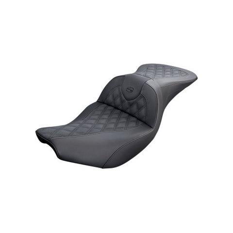 Saddlemen Roadsofa 2-Up Seat for 2014-19 Indian Chief/Chieftan/Roadmaster models - Black/Lattice Stictched - I14-07-182