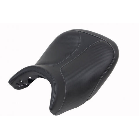 Saddlemen Adventure Tour 2-Piece Low Profile 2-Up Seat with Lumber Rest for 2013-20 BMW R1200GS/R1250GS - Black/Contrast Stitched - 0810-BM33LR