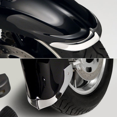 National Cycle 2-Piece Set Cast Front Fender Tips for Kawasaki VN1700 Vulcan - Chrome - N7023
