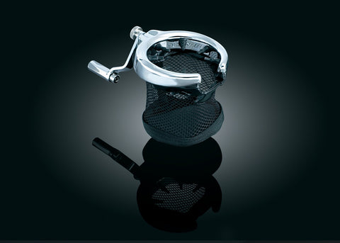 Kuryakyn Passenger Drink Holder with Mesh Basket for Honda 01-17 GL1800 & 13-16 F6B Models - Chrome - 1481