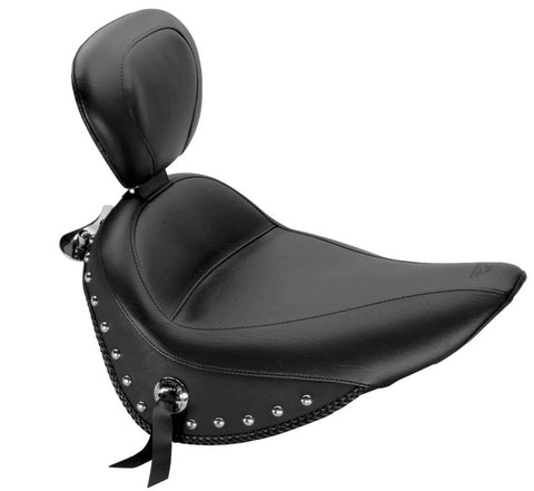 Mustang Touring Solo Seat with Backrest for 2000-17 Harley Softail - 79710