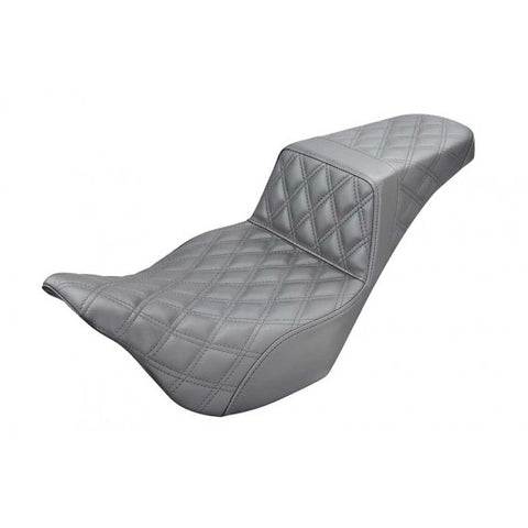 Saddlemen Step-Up 2-Up Seat for 2008-22 Harley FL Touring models - Black/Lattice Stitched - 808-07B-175