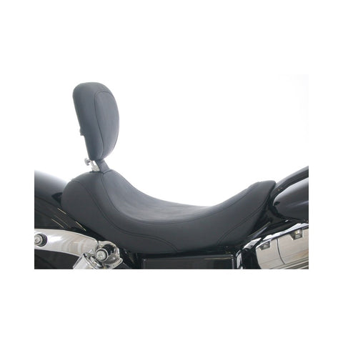 Mustang Wide Tripper Solo Seat with Backrest for 2006-17 Harley Dyna models - Smooth/Black - 79800