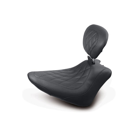 Mustang Wide Tripper Solo Seat with Backrest for Harley Softail Backline and Slim - Diamond/Black - 79745