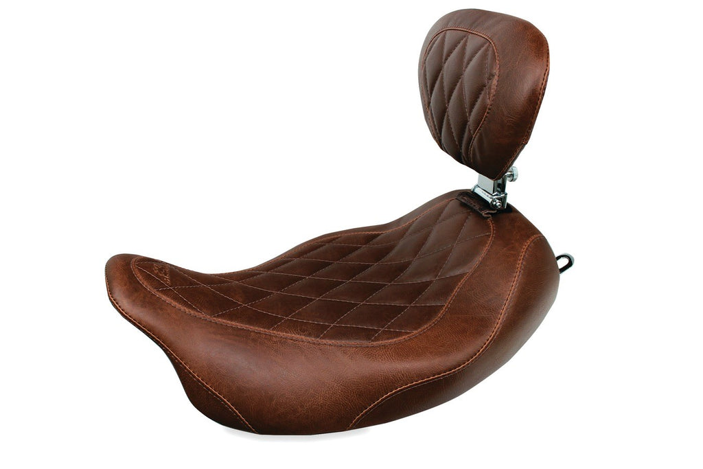 Mustang Wide Tripper Solo Seat with Backrest for 2008-20 Harley
