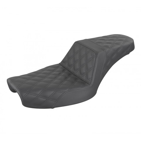 Saddlemen Step-Up 2-Up Seat for 1996-03 Harley Dyna models - Black/Lattice Stitched - 896-04-175