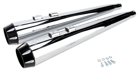 Bassani Megaphone Slip-On Performance Mufflers for 1995-16 Harley FL Touring models - Chrome/Black - FLH-517RL