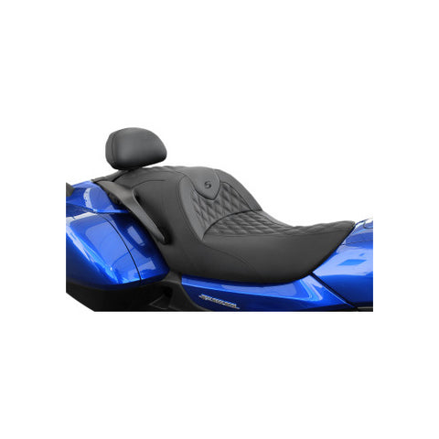 Saddlemen Roadsofa 2-Up Seat with Driver and Passenger Lumbar Support for 2014-17 Honda GL1800 Gold Wing F6B - Black/Lattice Stictched - H23-20-182