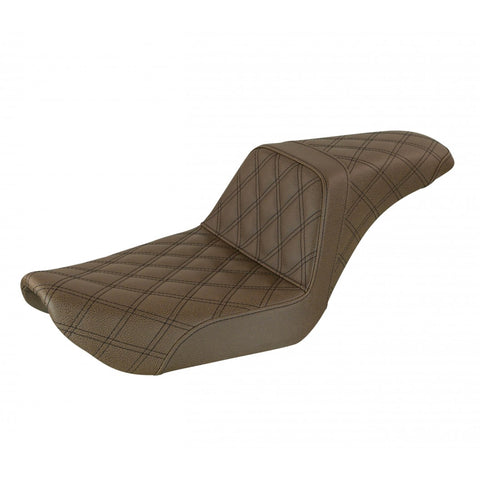 Saddlemen Step-Up 2-Up Seat for 1996-03 Harley Dyna models - Brown/Lattice Stitched - 896-04-175BR