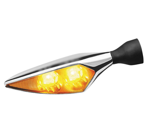 Kuryakyn Micro Rhombus Marker Light - Front Right/Rear Left - Chrome-Clear Lense-Extreme Amber - 2549