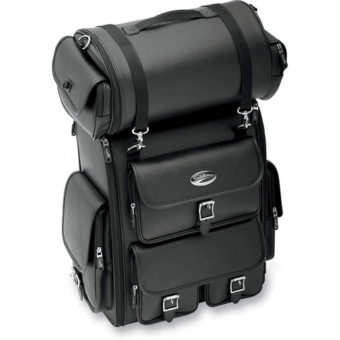 Saddlemen Drifter Sissy Bar Bag with Roll Bag - Black - 3515-0096