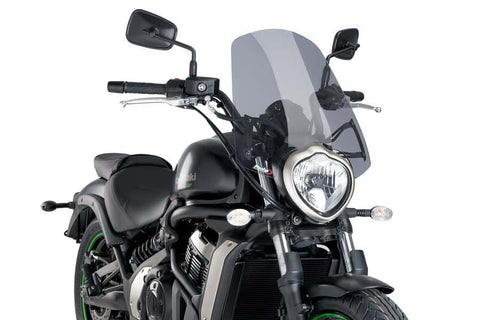 Puig Naked New Gen Windscreen for 2015-19 Kawasaki EN650 Vulcan S - Smoke - 8164H