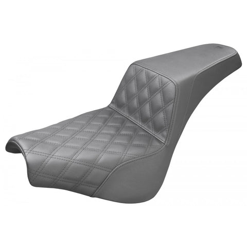 Saddlemen Step-Up 2-Up Seat for 2018-22 Harley Softail Street Bob/Standard - Black/Driver Lattice Stitched - 818-30-172