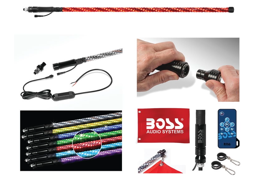 Boss Audio RemoteControlled 72 inch RGB LED Lighted Whips WP6 SVS