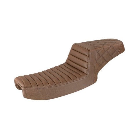 Saddlemen Step-Up 2-Up Seat for 1991-95 Harley Dyna models - Brown/Tuck and Roll with Rear Lattice Stich - 891-04-176BR