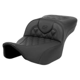 Saddlemen Roadsofa Extended Reach Seat without Backrest for 2023-06 Harley FLHX FLTR Touring models - Black/Lattice Stitched - 823-07-184