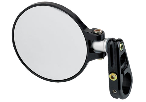 Joker Machine Cafe Racer Folding Bar End Round Mirror - Black - 09-303B